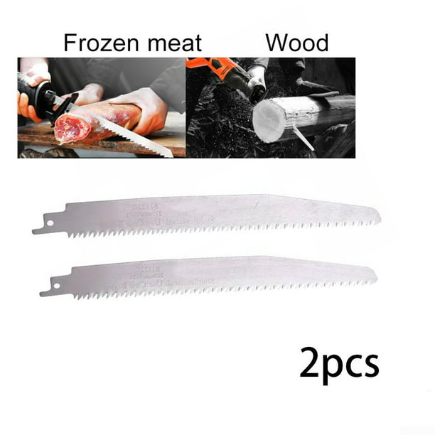2 Pcs S1122C Stainless Steel Reciprocating Saw Blades For Cutting Bone Meat Wood